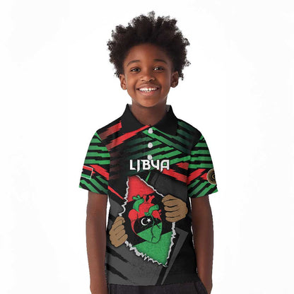Personalized Libya In My Veins Kid Polo Shirt - African Pride