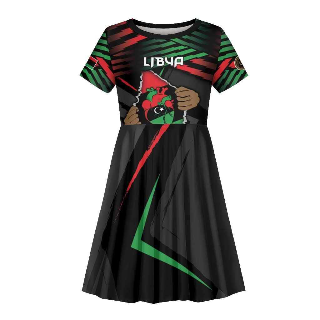 Personalized Libya In My Veins Kid Short Sleeve Dress - African Pride