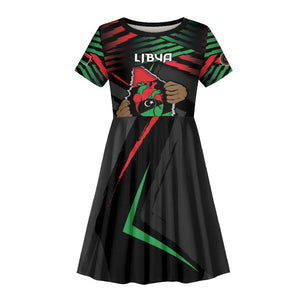 Personalized Libya In My Veins Kid Short Sleeve Dress - African Pride