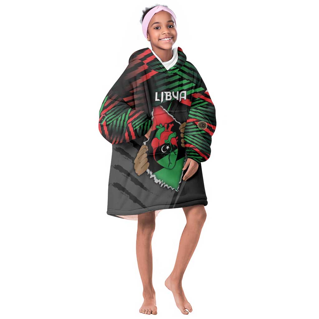 Personalized Libya In My Veins Kid Wearable Blanket Hoodie - African Pride
