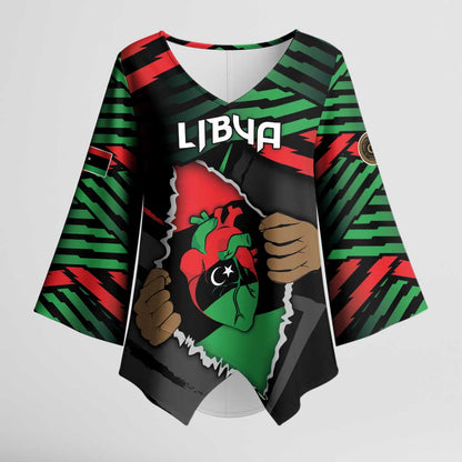 Personalized Libya In My Veins Kimono Sleeve Blouse - African Pride