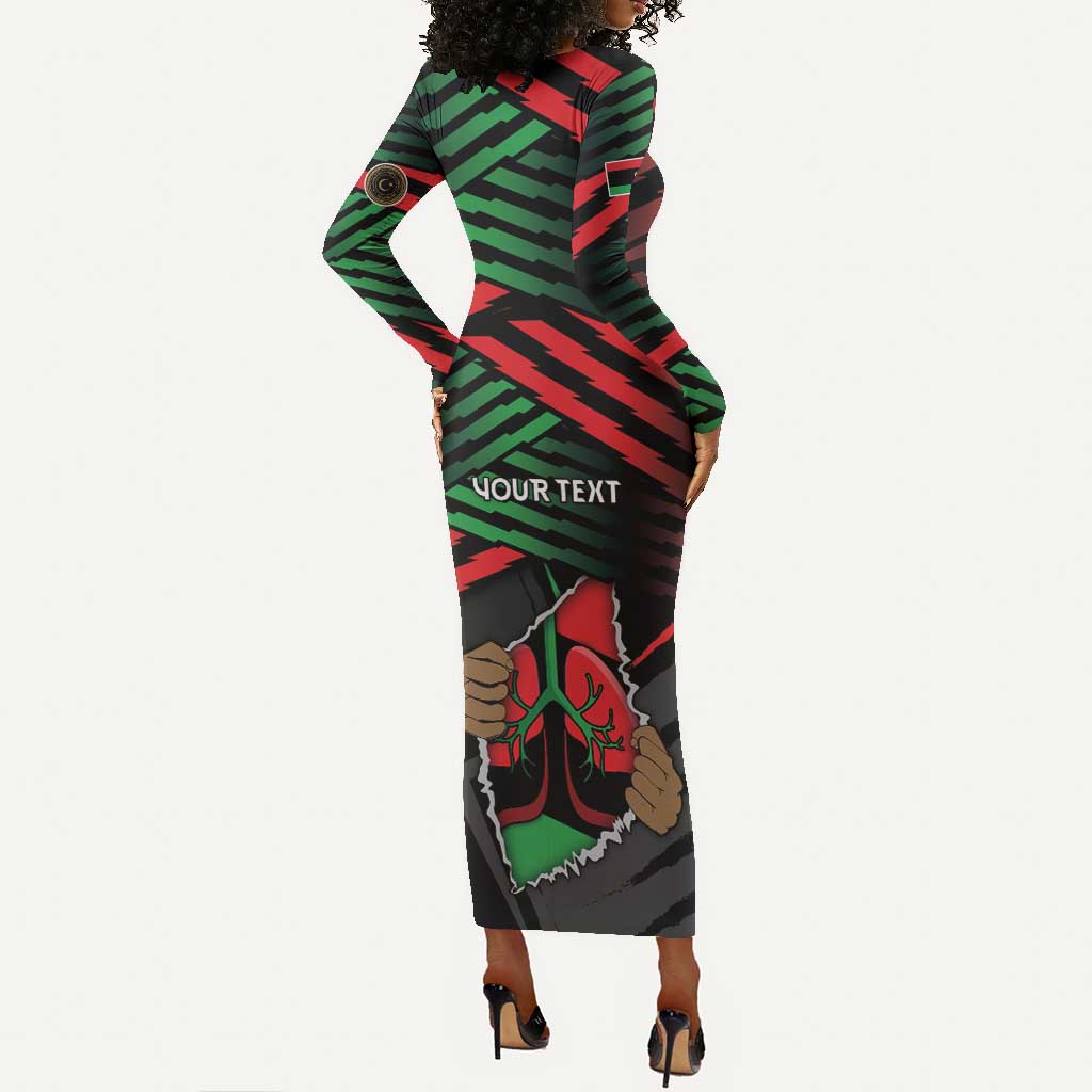 Personalized Libya In My Veins Long Sleeve Bodycon Dress - African Pride