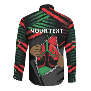 Personalized Libya In My Veins Long Sleeve Button Shirt - African Pride