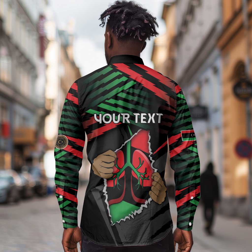 Personalized Libya In My Veins Long Sleeve Button Shirt - African Pride