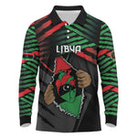 Personalized Libya In My Veins Long Sleeve Polo Shirt - African Pride