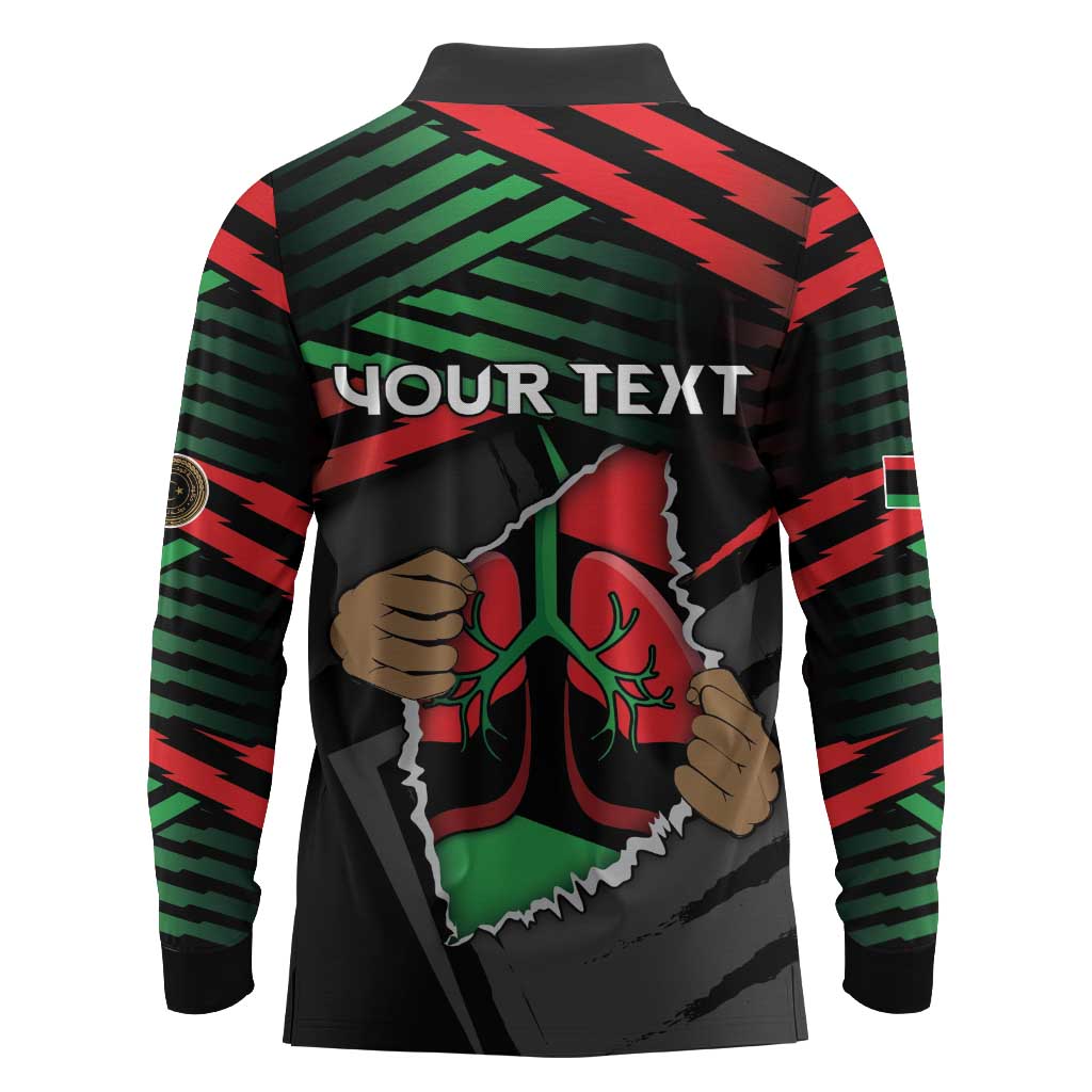 Personalized Libya In My Veins Long Sleeve Polo Shirt - African Pride