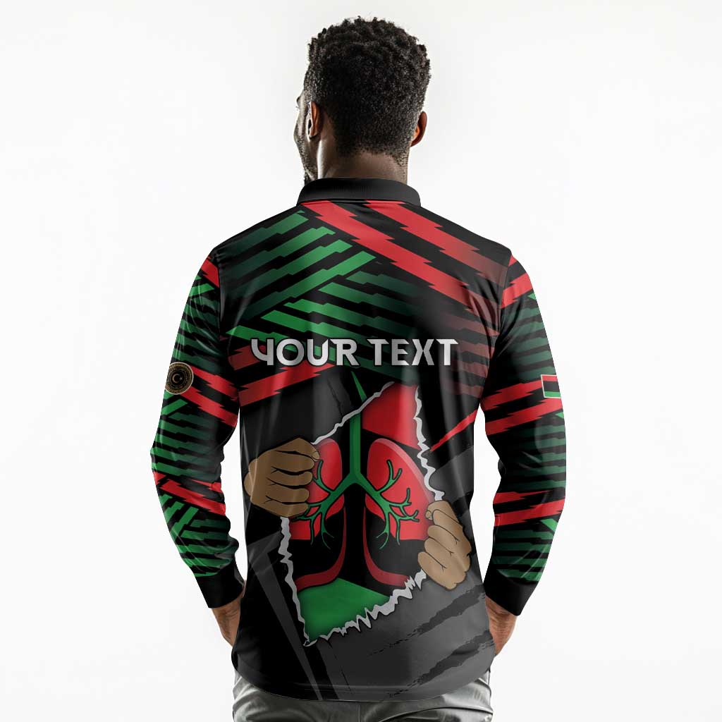 Personalized Libya In My Veins Long Sleeve Polo Shirt - African Pride