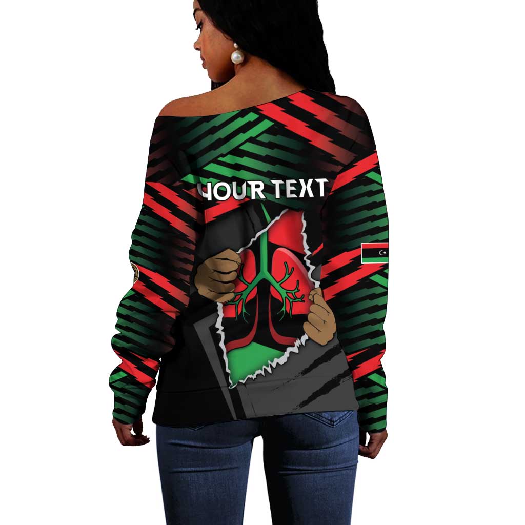 Personalized Libya In My Veins Off Shoulder Sweater - African Pride