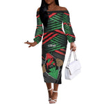 Personalized Libya In My Veins Off The Shoulder Long Sleeve Dress - African Pride