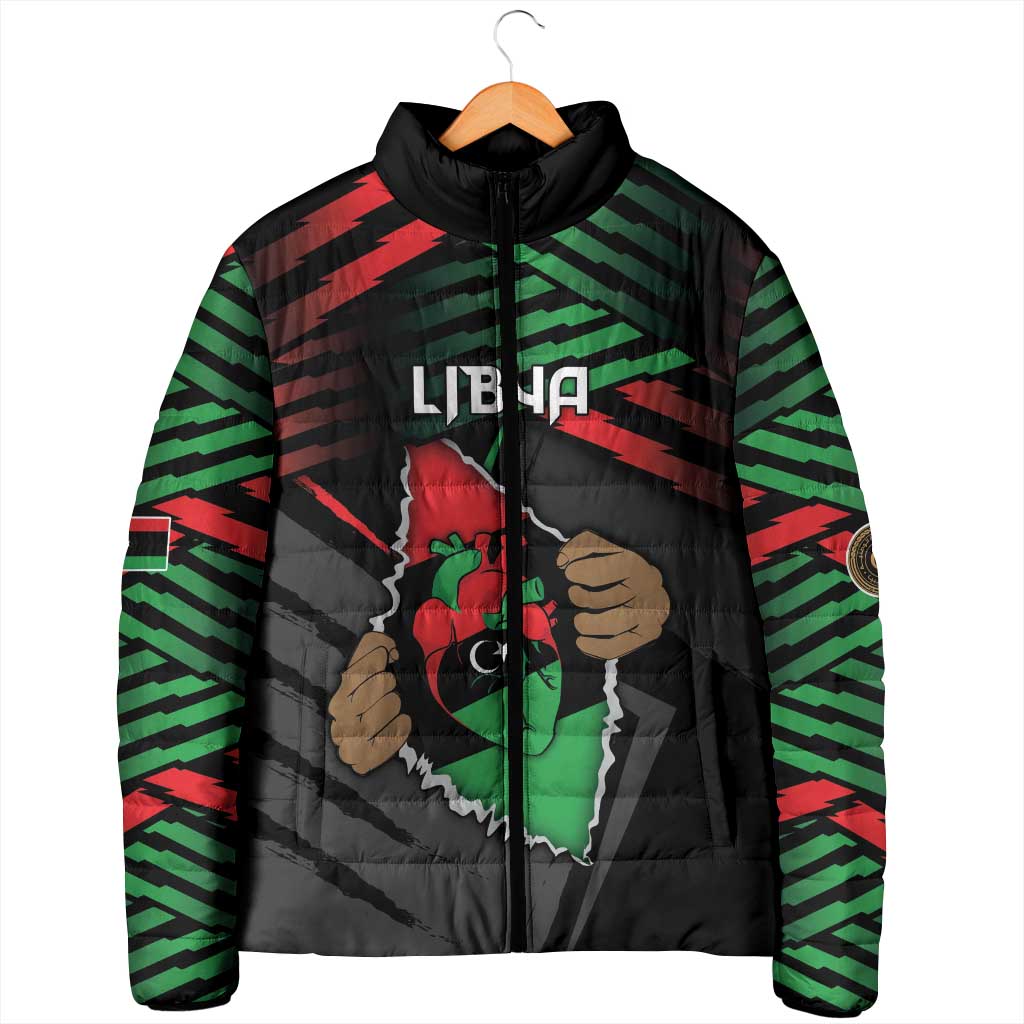 Personalized Libya In My Veins Padded Jacket - African Pride