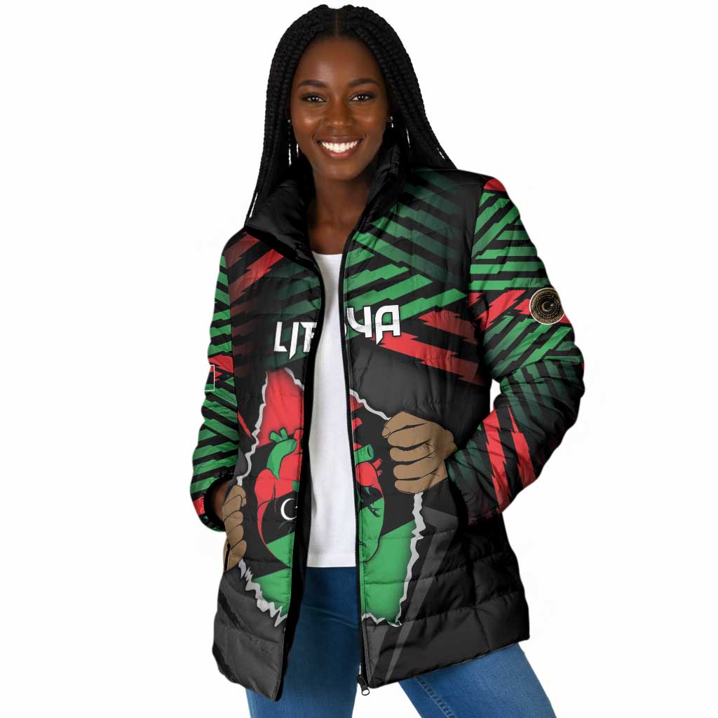 Personalized Libya In My Veins Padded Jacket - African Pride