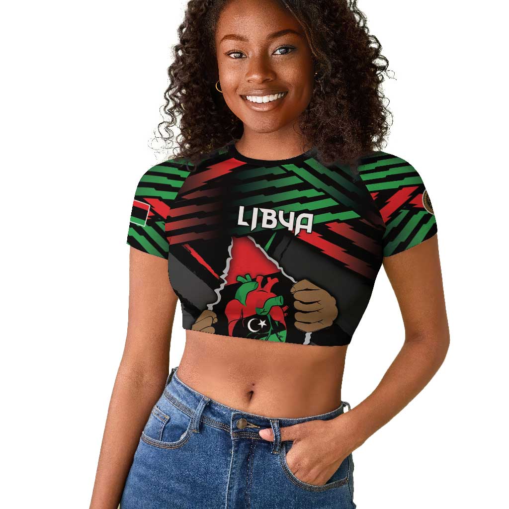 Personalized Libya In My Veins Raglan Cropped T shirt - African Pride