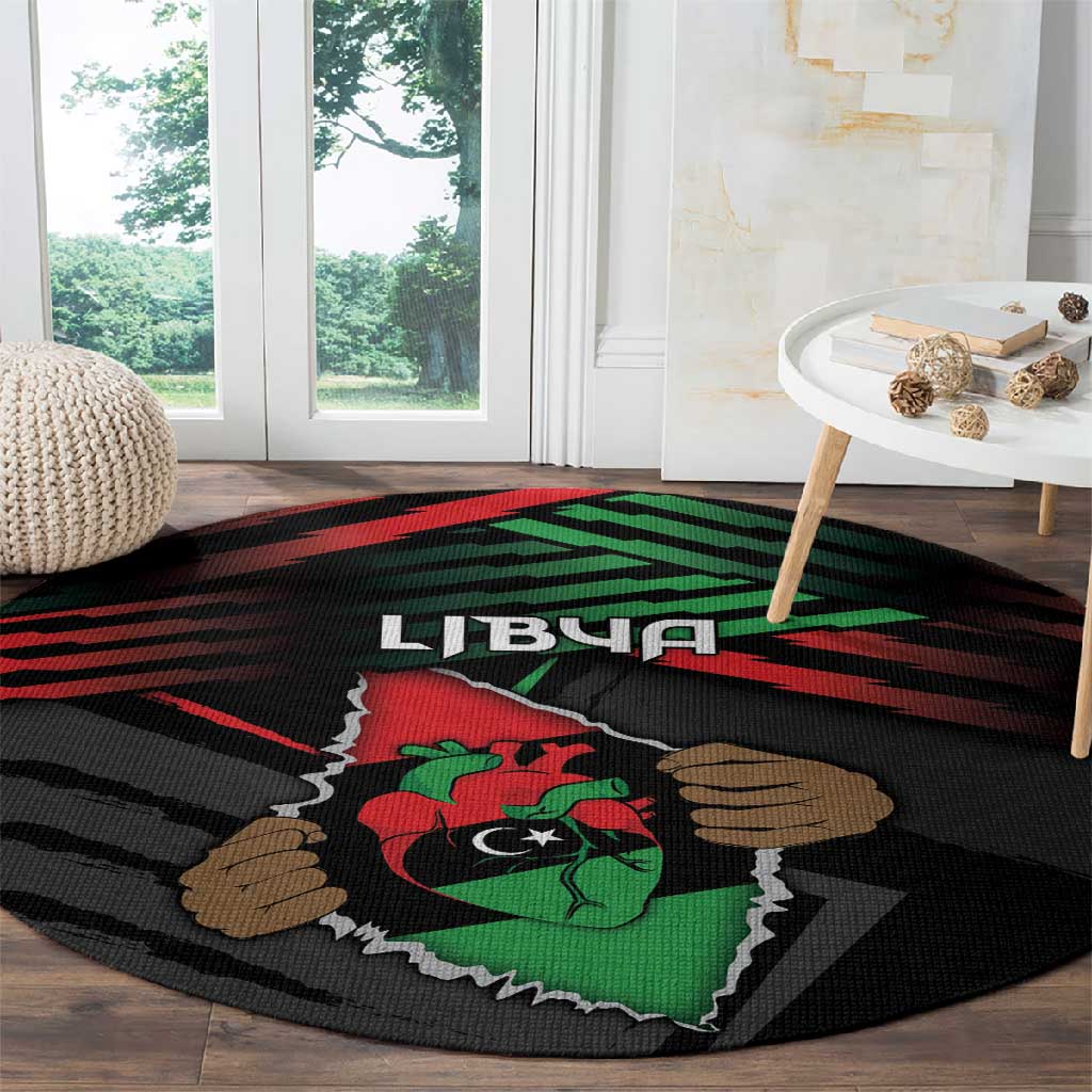 Libya In My Veins Round Carpet - African Pride