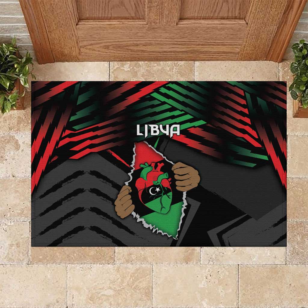 Libya In My Veins Rubber Doormat - African Pride