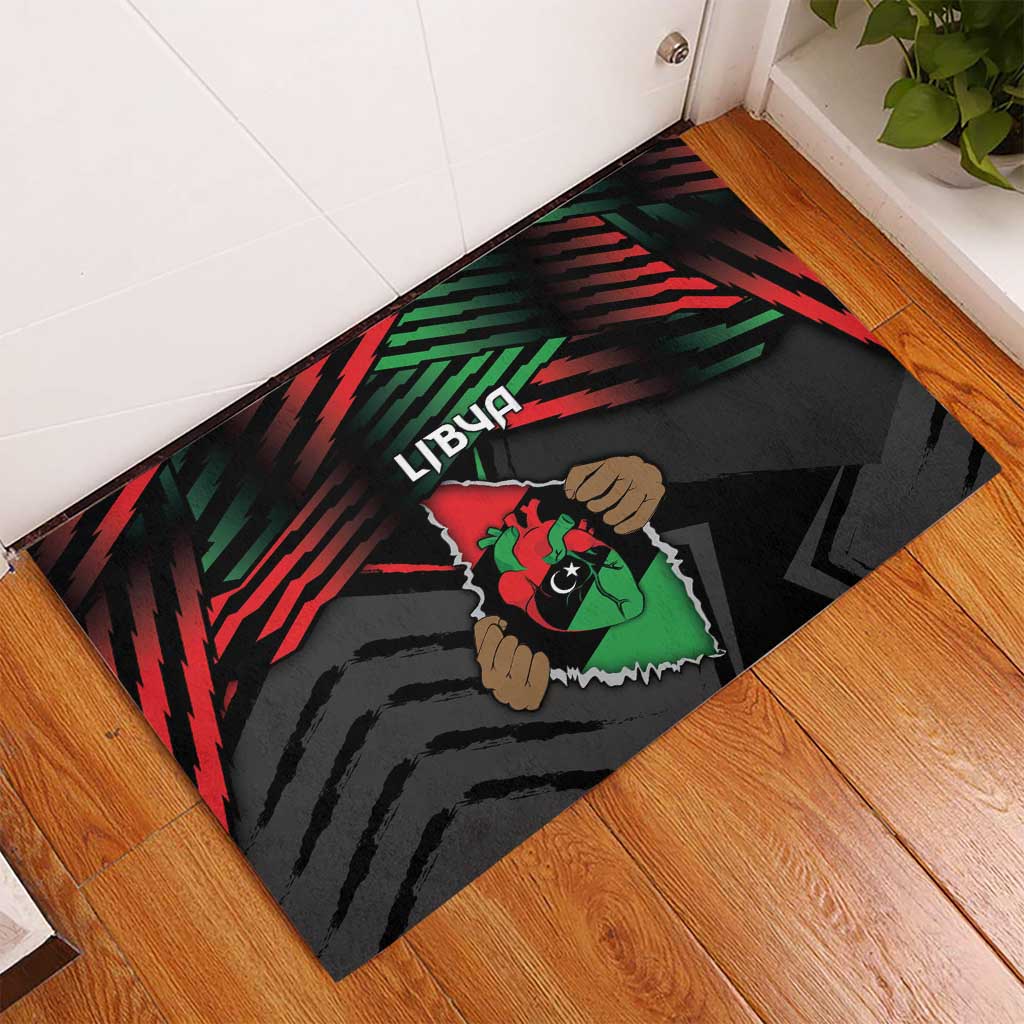 Libya In My Veins Rubber Doormat - African Pride
