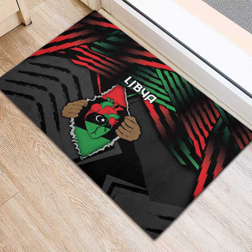 Libya In My Veins Rubber Doormat - African Pride