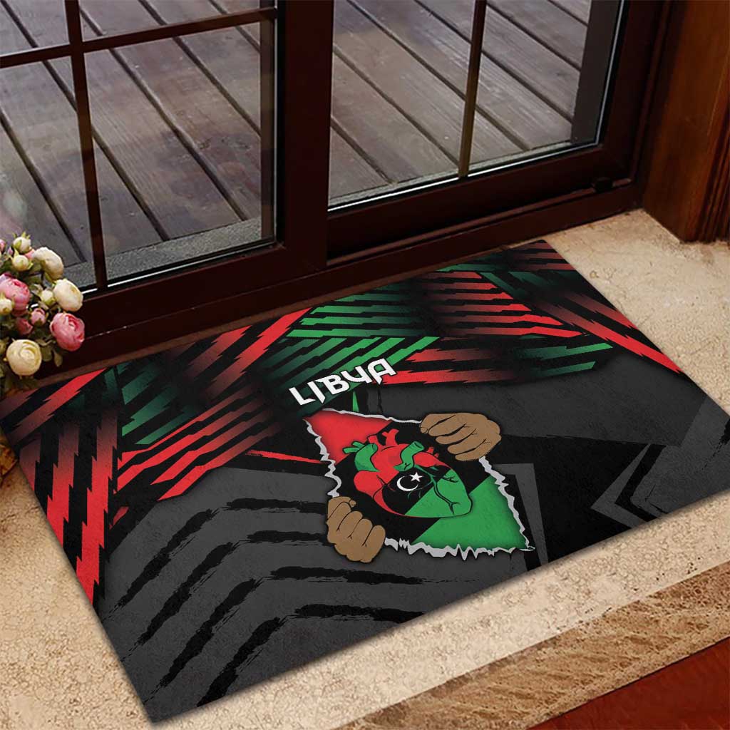Libya In My Veins Rubber Doormat - African Pride