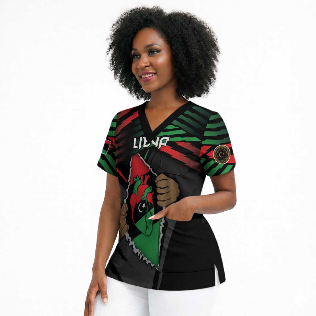 Personalized Libya In My Veins Scrub Top - African Pride