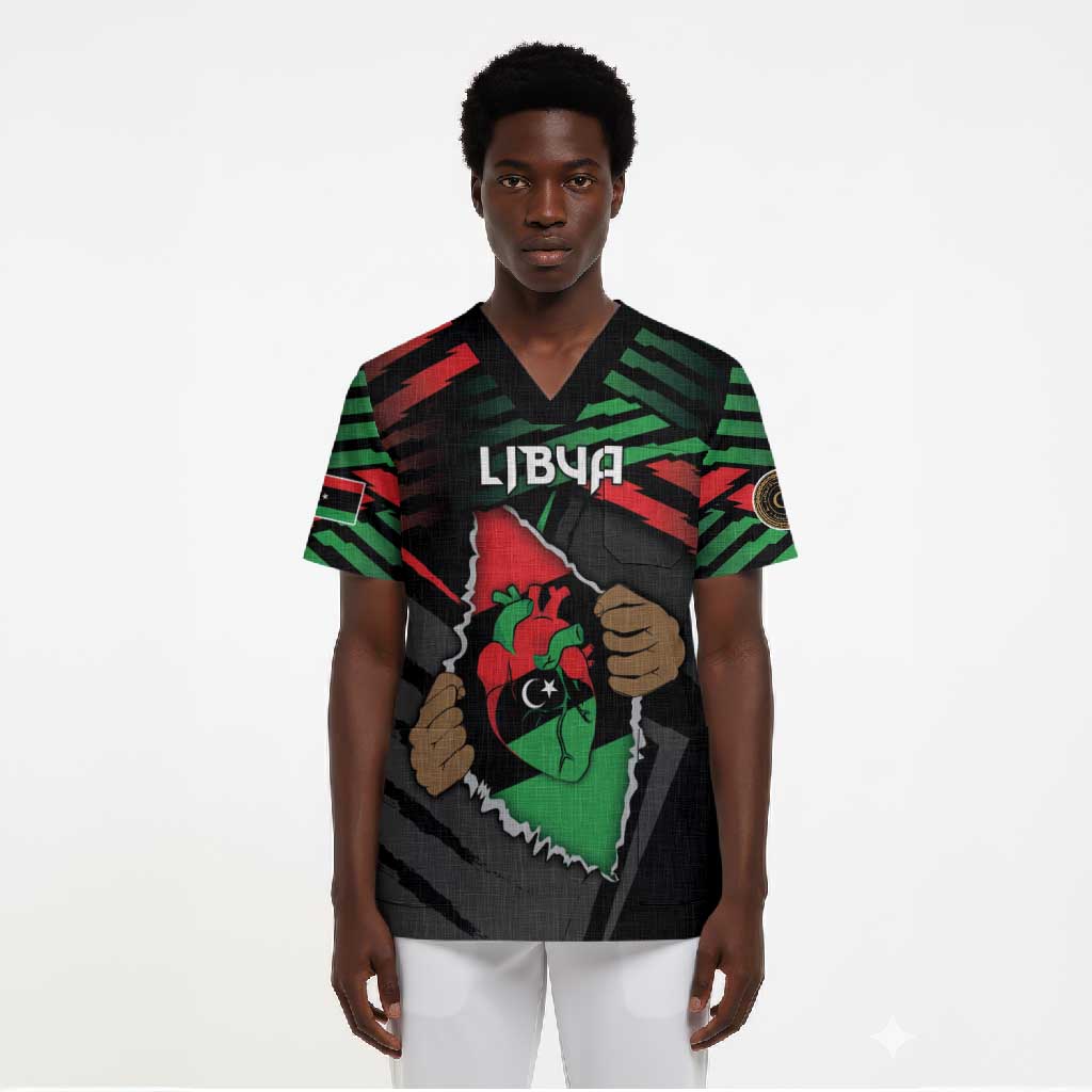 Personalized Libya In My Veins Scrub Top - African Pride