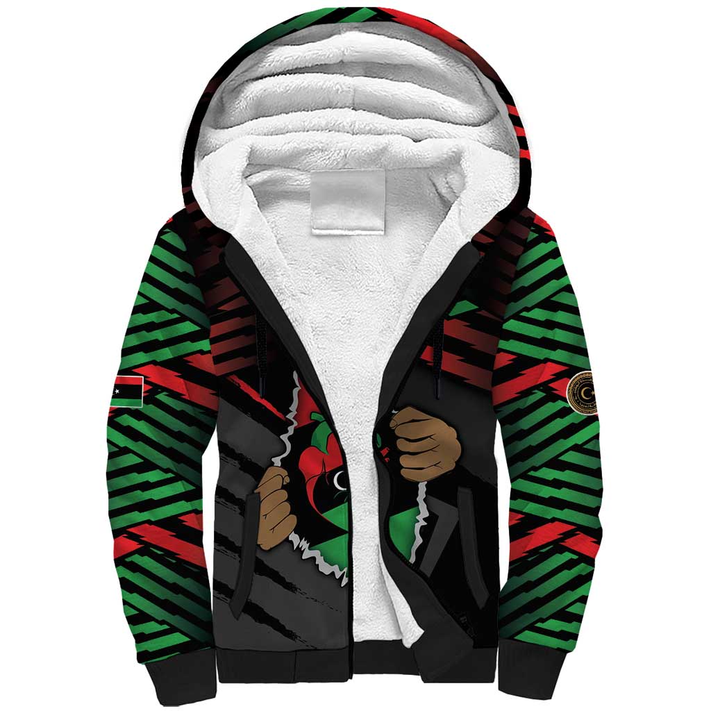 Personalized Libya In My Veins Sherpa Hoodie - African Pride