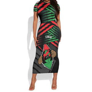 Personalized Libya In My Veins Short Sleeve Bodycon Dress - African Pride