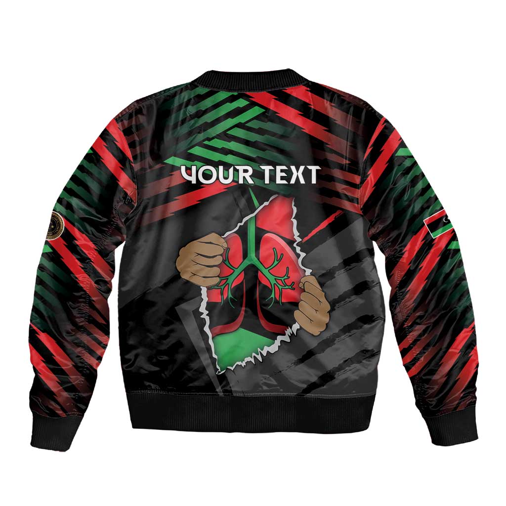Personalized Libya In My Veins Sleeve Zip Bomber Jacket - African Pride