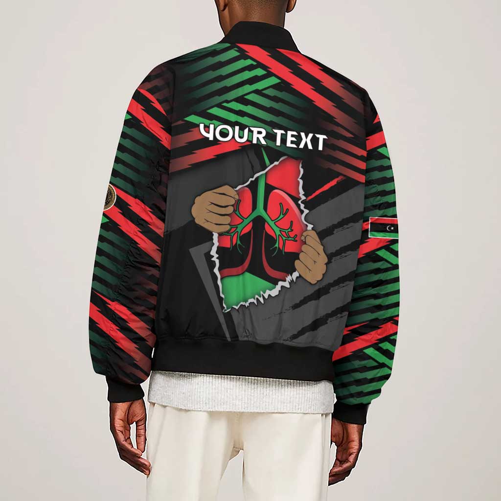 Personalized Libya In My Veins Sleeve Zip Bomber Jacket - African Pride