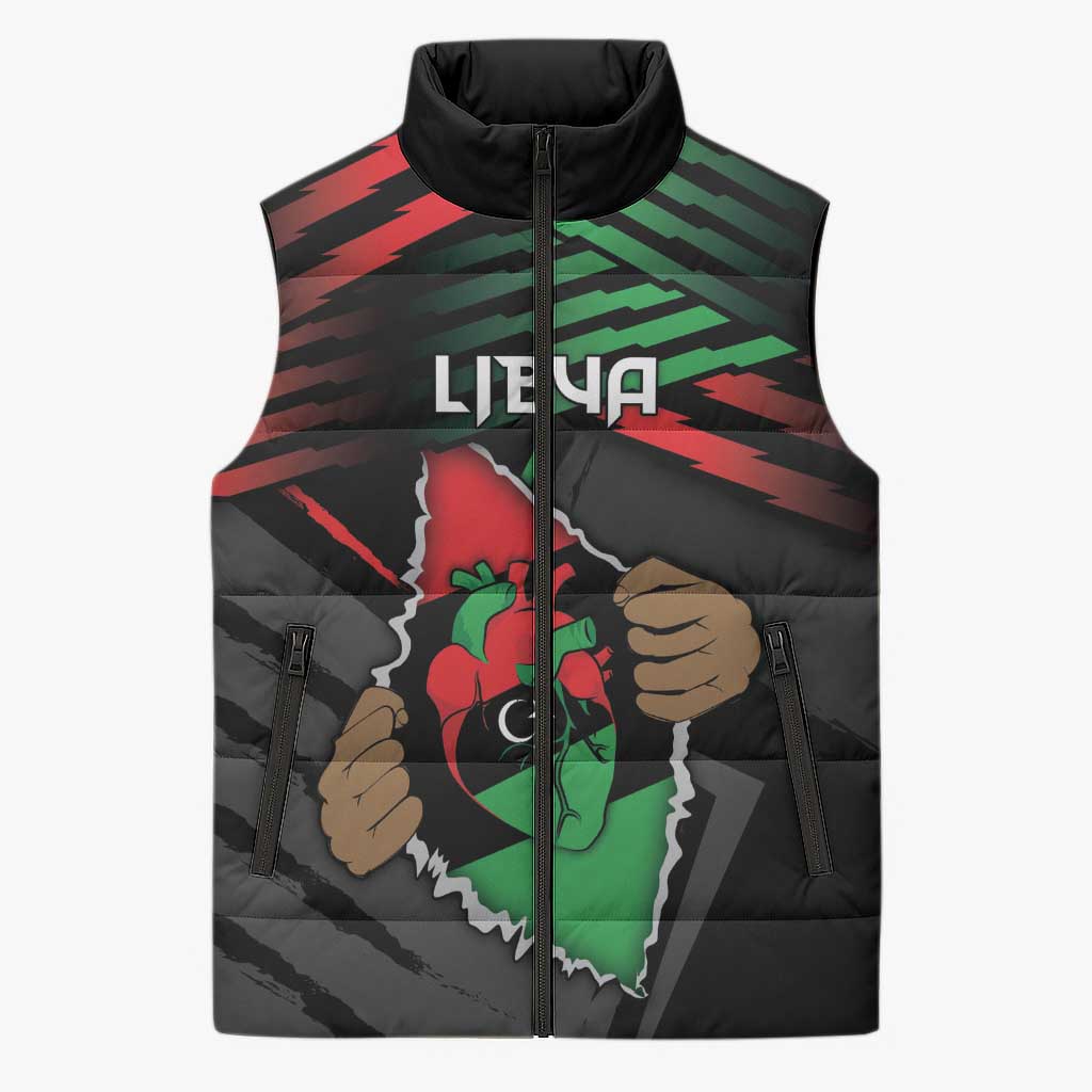 Personalized Libya In My Veins Sleeveless Puffer Jacket - African Pride