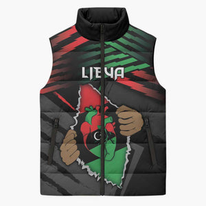 Personalized Libya In My Veins Sleeveless Puffer Jacket - African Pride
