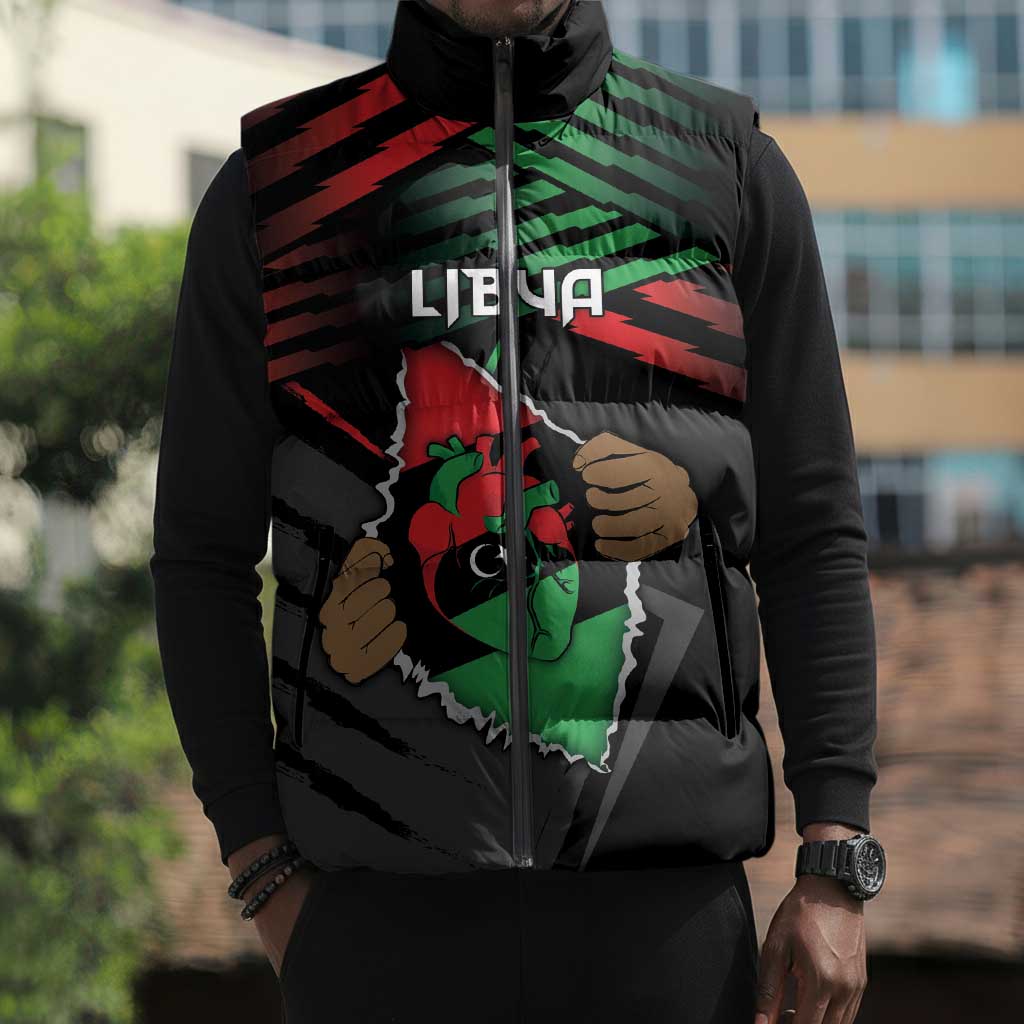 Personalized Libya In My Veins Sleeveless Puffer Jacket - African Pride