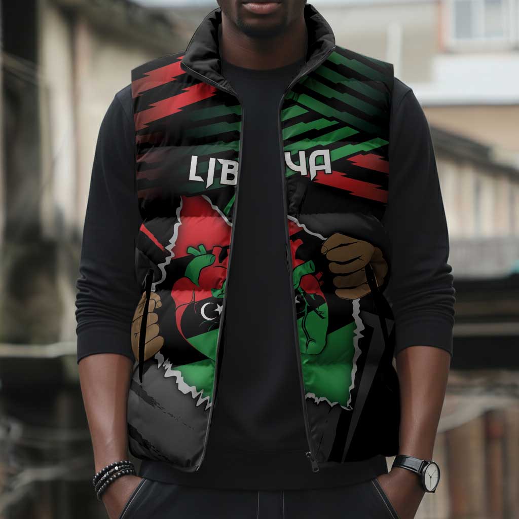 Personalized Libya In My Veins Sleeveless Puffer Jacket - African Pride