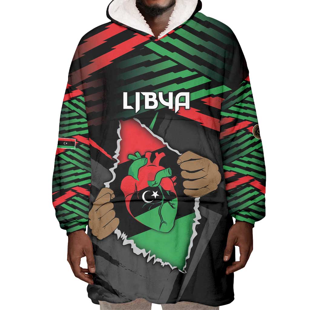 Personalized Libya In My Veins Wearable Blanket Hoodie - African Pride