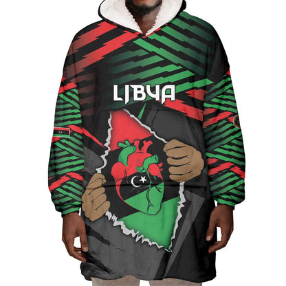 Personalized Libya In My Veins Wearable Blanket Hoodie - African Pride