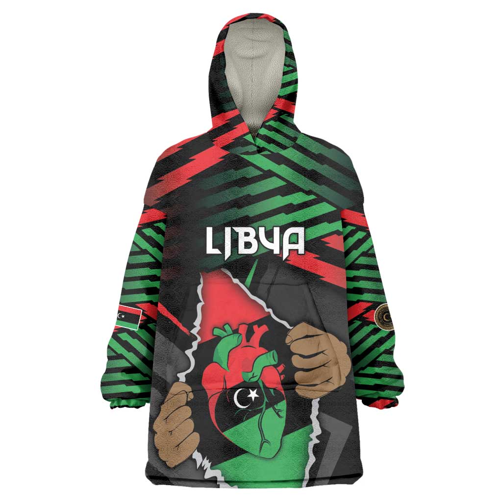 Personalized Libya In My Veins Wearable Blanket Hoodie - African Pride