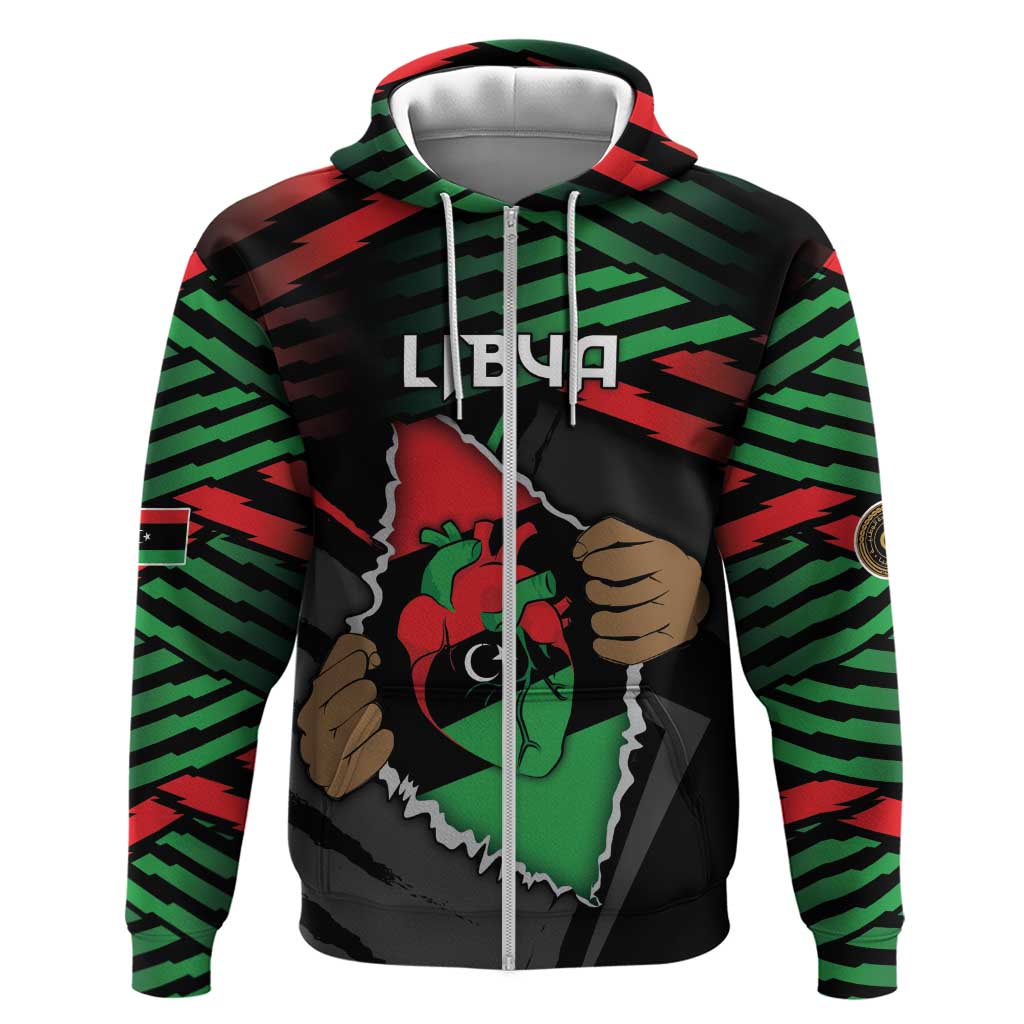 Personalized Libya In My Veins Zip Hoodie - African Pride