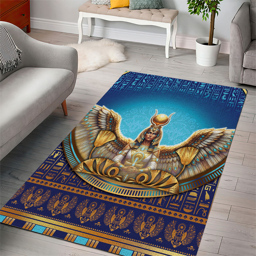 Egyptian Goddess Isis Area Rug Ancient Mythology Winged Queen