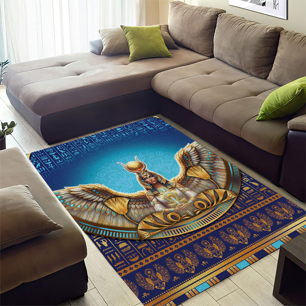 Egyptian Goddess Isis Area Rug Ancient Mythology Winged Queen