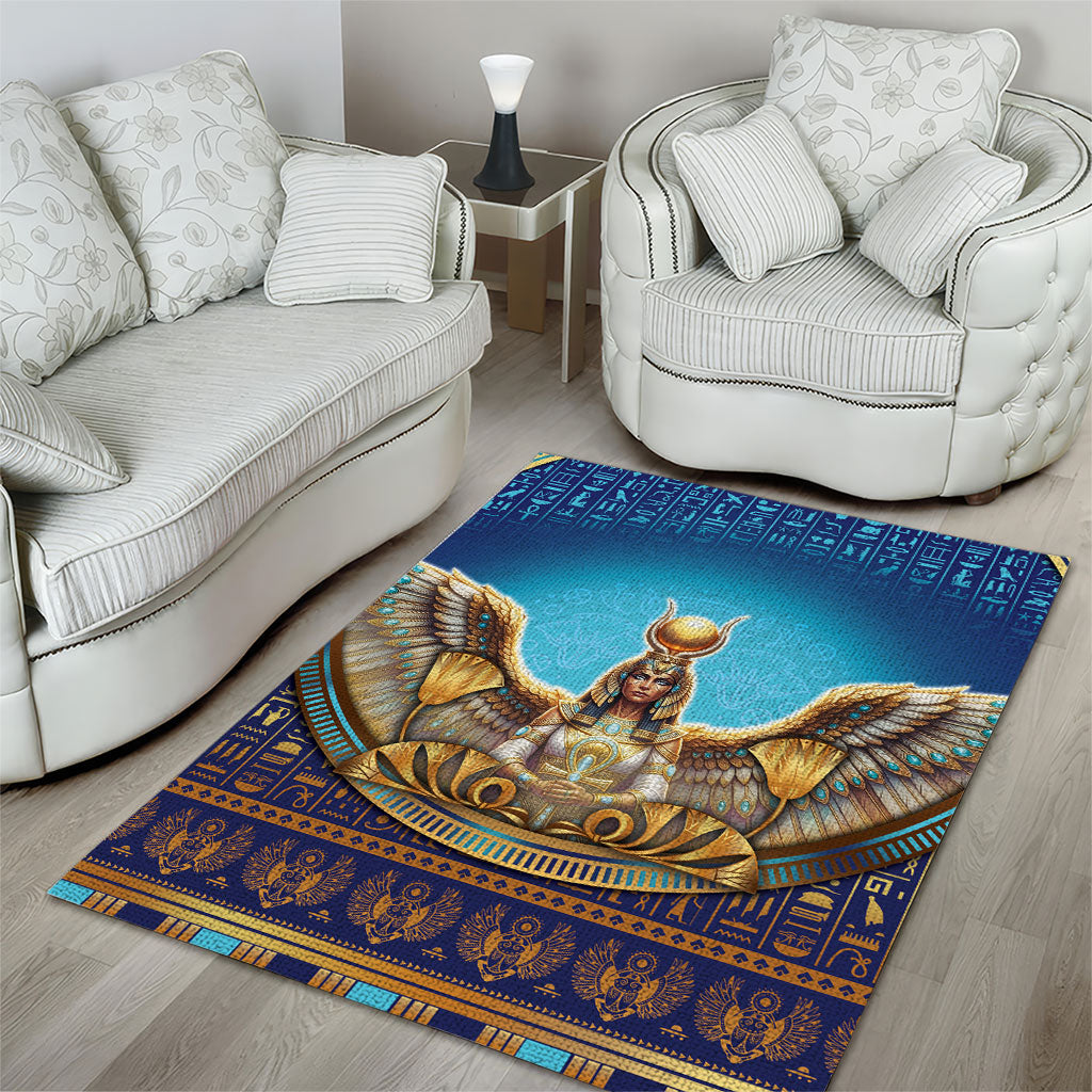 Egyptian Goddess Isis Area Rug Ancient Mythology Winged Queen