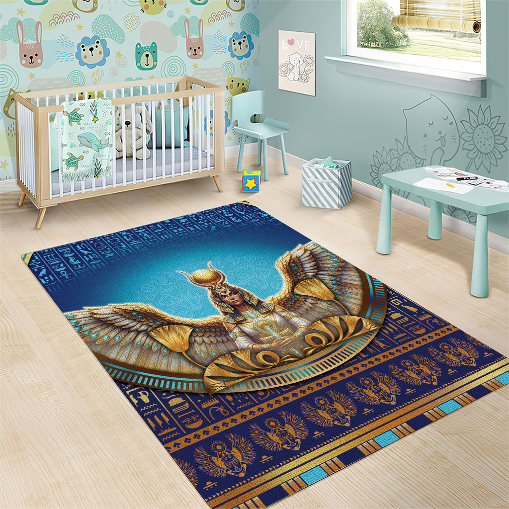 Egyptian Goddess Isis Area Rug Ancient Mythology Winged Queen