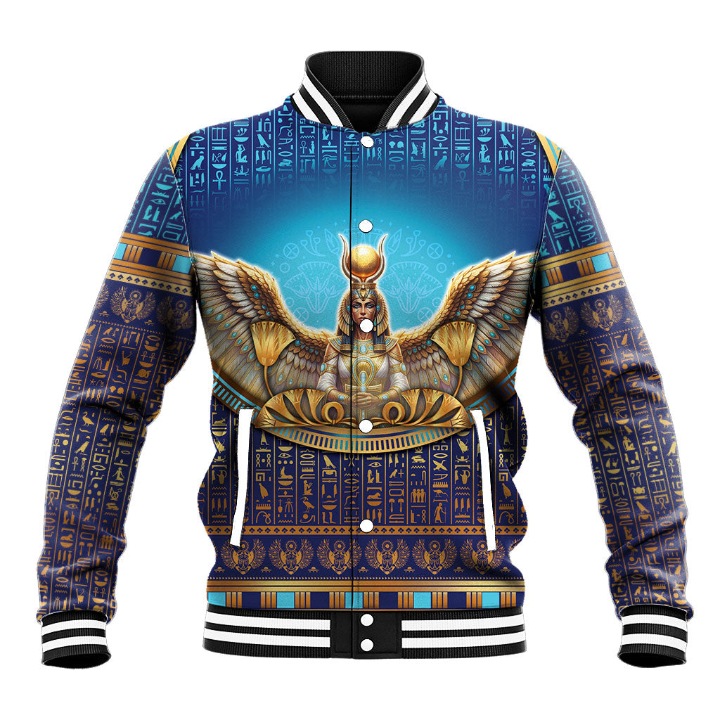 Egyptian Goddess Isis Baseball Jacket Ancient Mythology Winged Queen