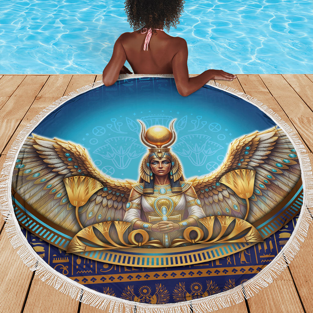 Egyptian Goddess Isis Beach Blanket Ancient Mythology Winged Queen