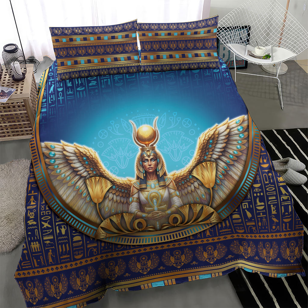 Egyptian Goddess Isis Bedding Set Ancient Mythology Winged Queen
