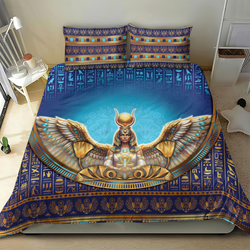 Egyptian Goddess Isis Bedding Set Ancient Mythology Winged Queen