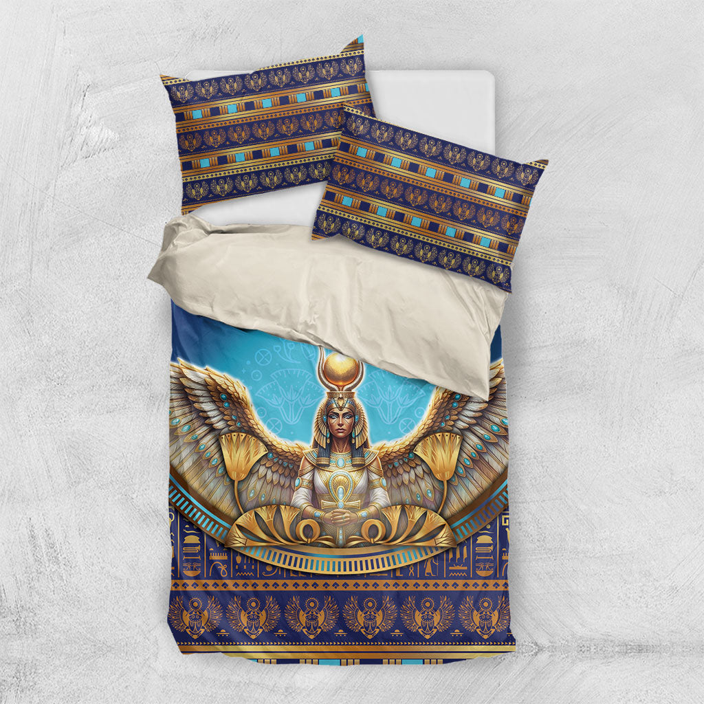 Egyptian Goddess Isis Bedding Set Ancient Mythology Winged Queen