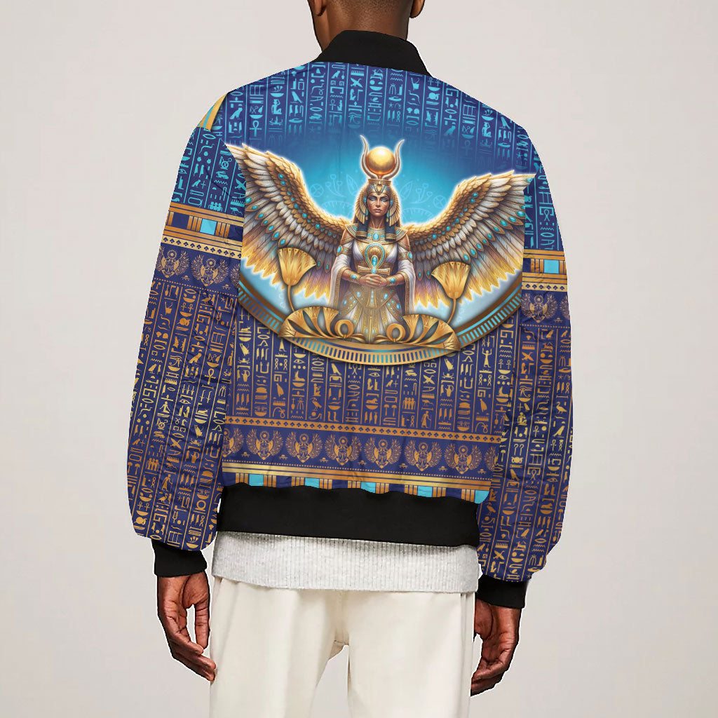 Egyptian Goddess Isis Bomber Jacket Ancient Mythology Winged Queen