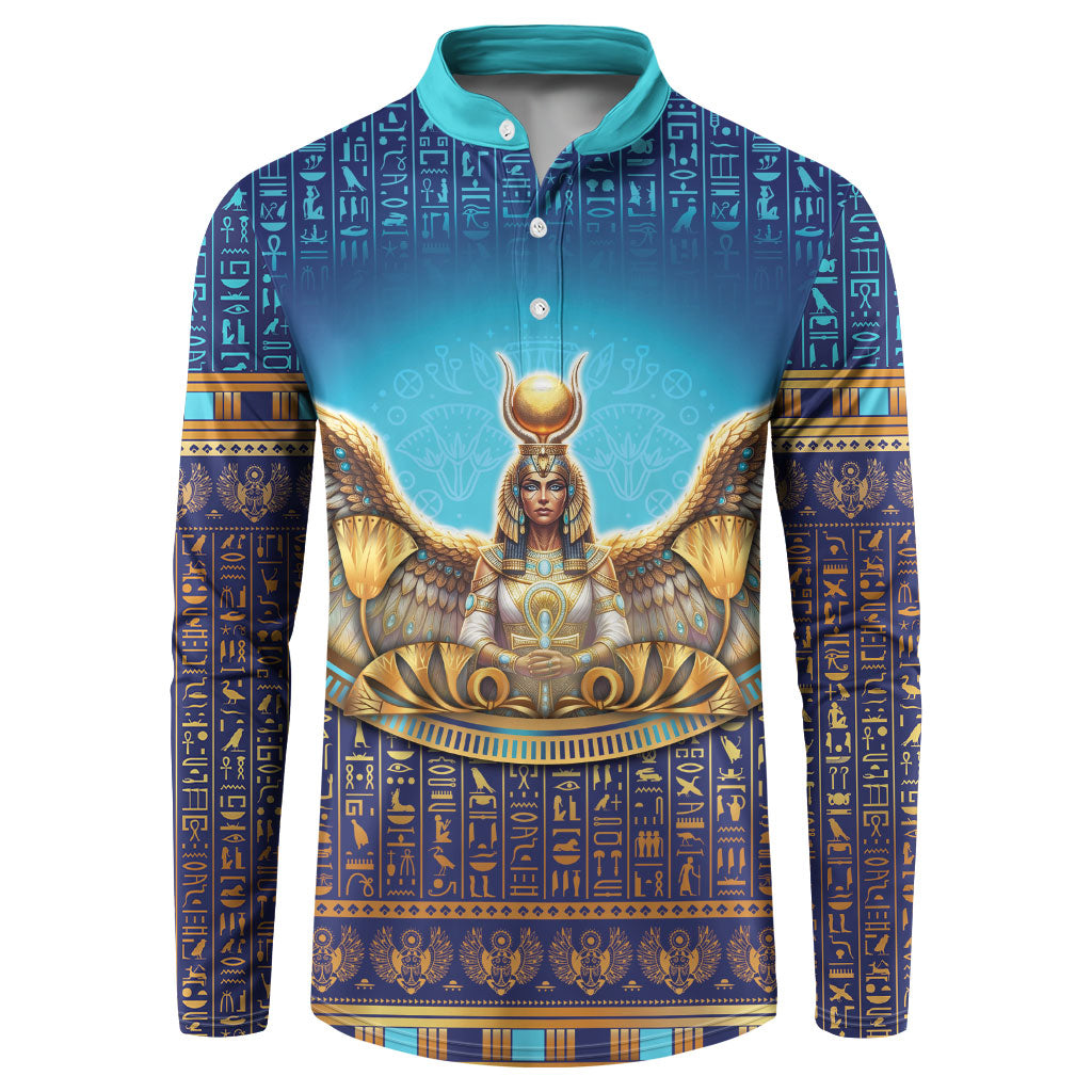 Egyptian Goddess Isis Button Sweatshirt Ancient Mythology Winged Queen