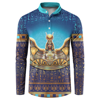 Egyptian Goddess Isis Button Sweatshirt Ancient Mythology Winged Queen
