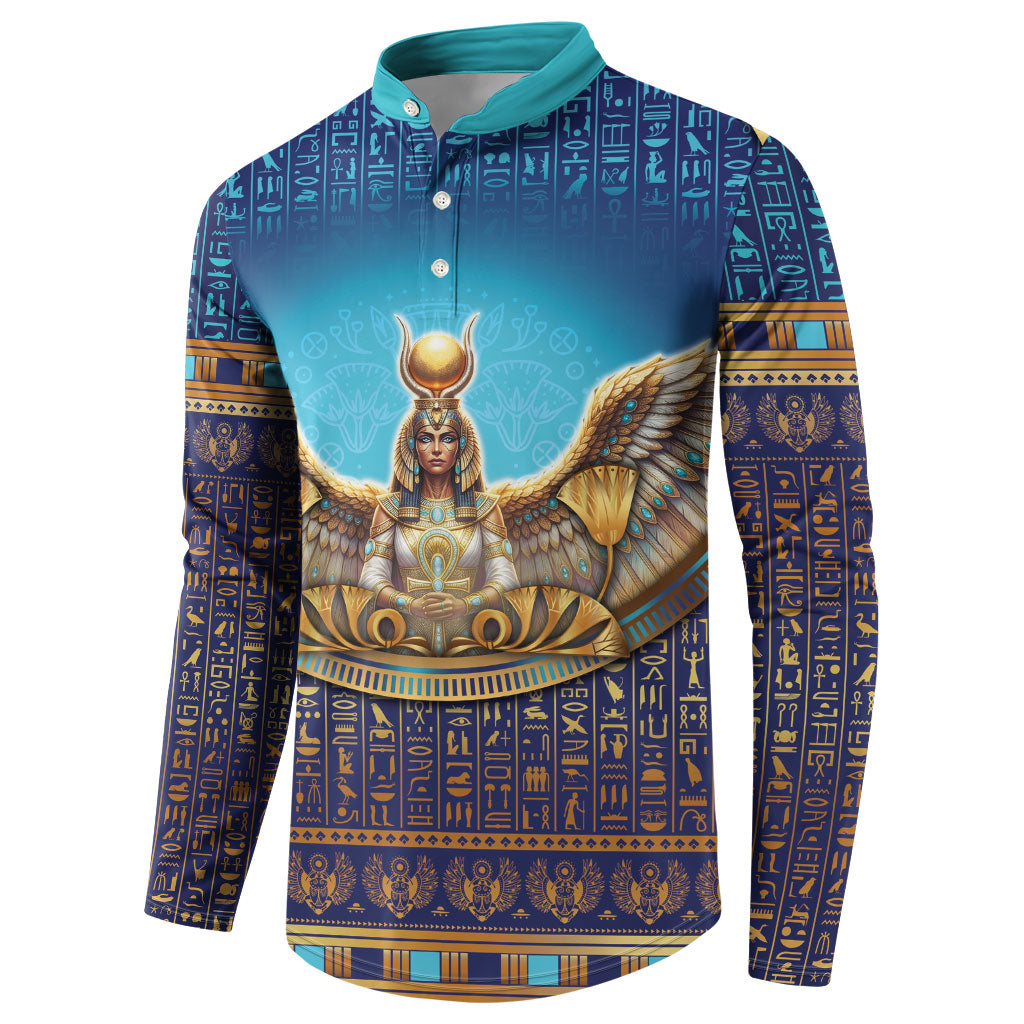 Egyptian Goddess Isis Button Sweatshirt Ancient Mythology Winged Queen