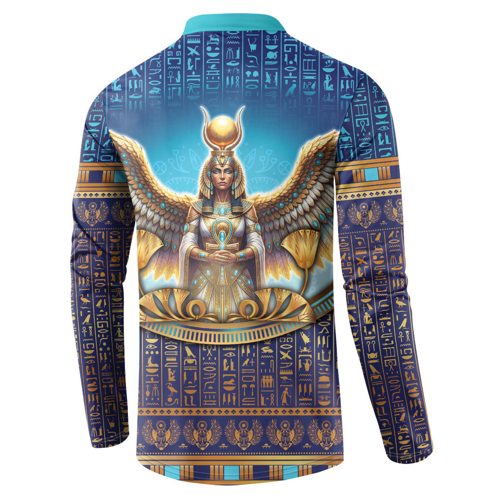 Egyptian Goddess Isis Button Sweatshirt Ancient Mythology Winged Queen