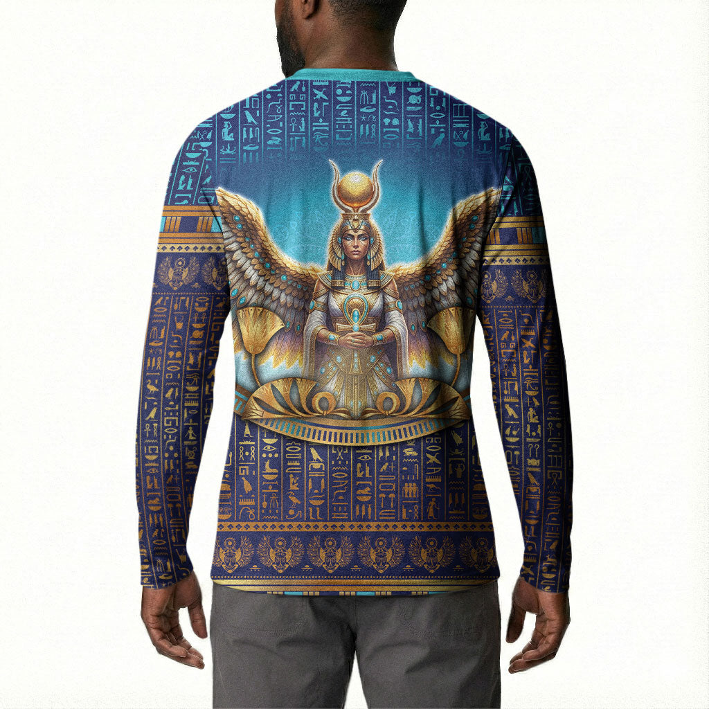 Egyptian Goddess Isis Button Sweatshirt Ancient Mythology Winged Queen